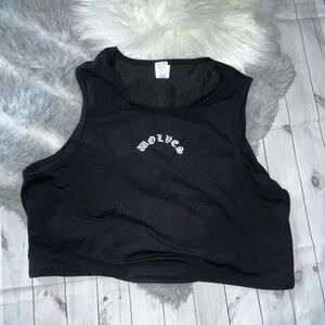 Black Cropped Muscle Tank Top